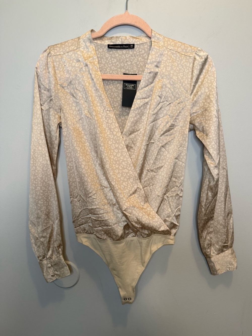 NWT Abercrombie & Fitch Long Sleeve Satin Wrap Bodysuit XS